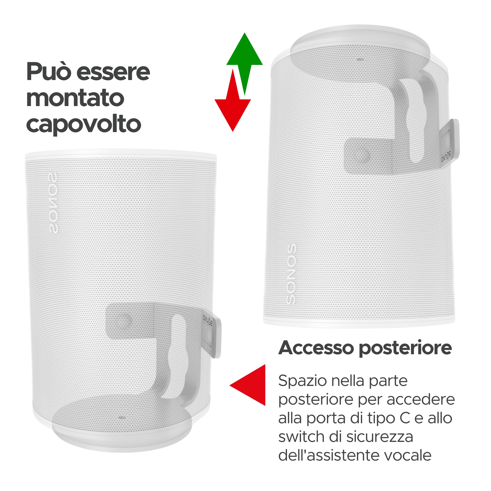 Supporto Angolare da Parete ERA 100 Profilo Basso Bianco Singolo Compatibile con Sonos ERA100 & ERA 100 SL