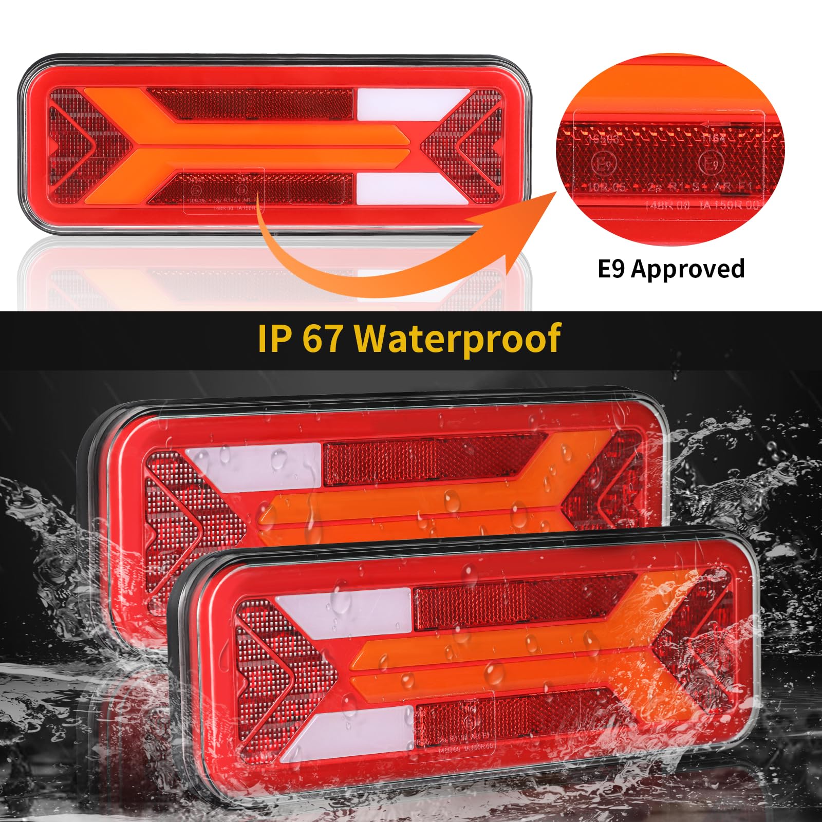 AOHEWEI 2 Stück Anhänger-Rücklichter, 12 V/24 V superhell wasserdicht Blinker Bremse Rückwärtsgang Nebelscheinwerfer Reflektorlampe für Anhänger, LKW, Wohnwagen, Van, Traktor