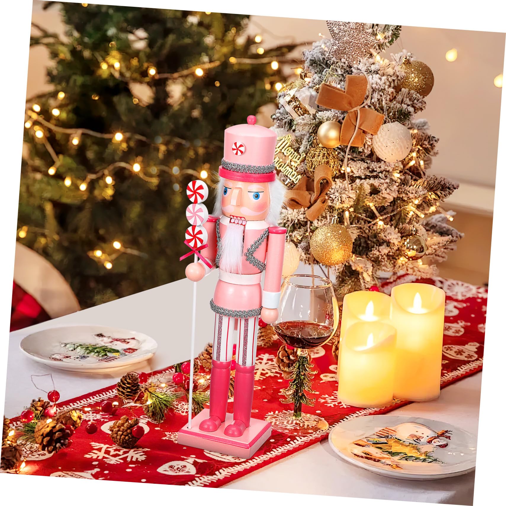 Drewniany Ozdobny Żołnierz Orzechowy Świąteczna Dekoracja Stołu i Domu Rzemieślniczy Nutcracker Boże Narodzenie Trwały i Szczegółowy Ornament