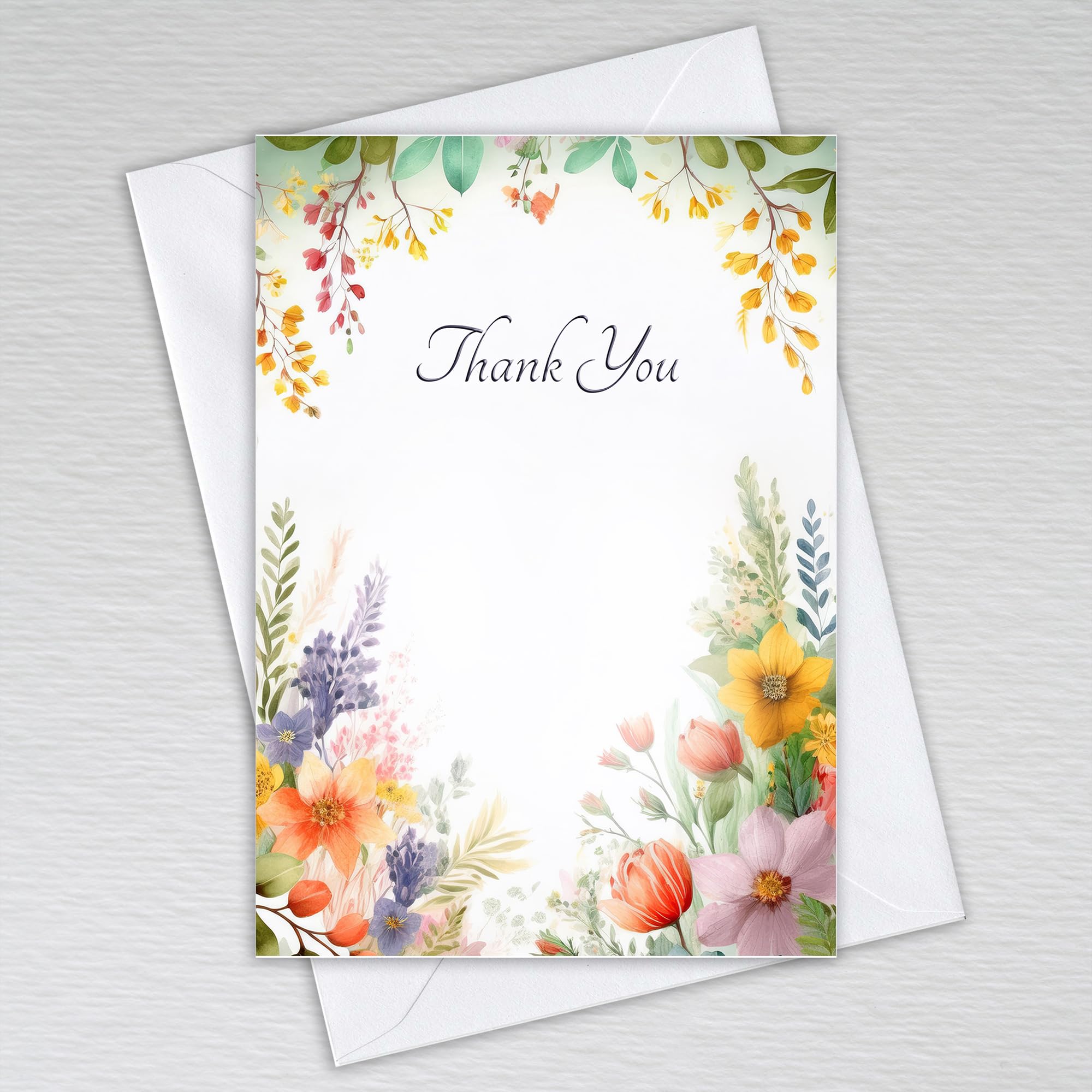 Wildflower Thank You Cards with Envelopes Floral Wildflowers / A6 Postcard Style Non-Folded Botanical Thankyou Notecards: Vibrant Wildflower Wedding Thank You Cards (Pack of 50 with Envelopes)