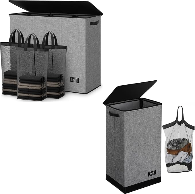 SOLEDI Laundry hamper 100L & Large hamper 180L（3 section）