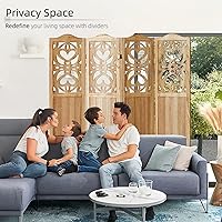 Vista 55 de Panel divisor de habitación de 4 paneles, pared divisora de habitación de 5.6 pies de alto y pantalla de privacidad plegable, panel divisor de pared