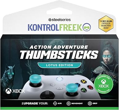 KontrolFreek Lotus Edition for Xbox One and Xbox Series X Controller | Performance Thumbsticks | 2 Mid-Rise Concave | Teal/Clear