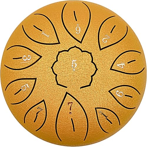 Tambor de lengua de acero 11 notas 6 pulgadas de diámetro tipo loto tambor de mano tambor curativo tambor de percusión instrumento tambor de acero