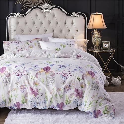 Miniatura 2 de KIUINNO Funda de edredón floral tamaño King juego de cama suave y transpirable con cierre de cremallera y lazos en las esquinas, 3 piezas, 1 funda