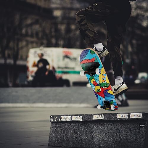 Miniatura 7 de Patinetas para principiantes, 31 x 8 pulgadas, patineta completa para niños, adolescentes y adultos, 7 capas de madera de arce canadiense de doble