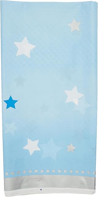 Creative Convertting PC322235 All Over Print Blue One Little Star Plastic Tablecover-1 Pc, Multi-Coloured