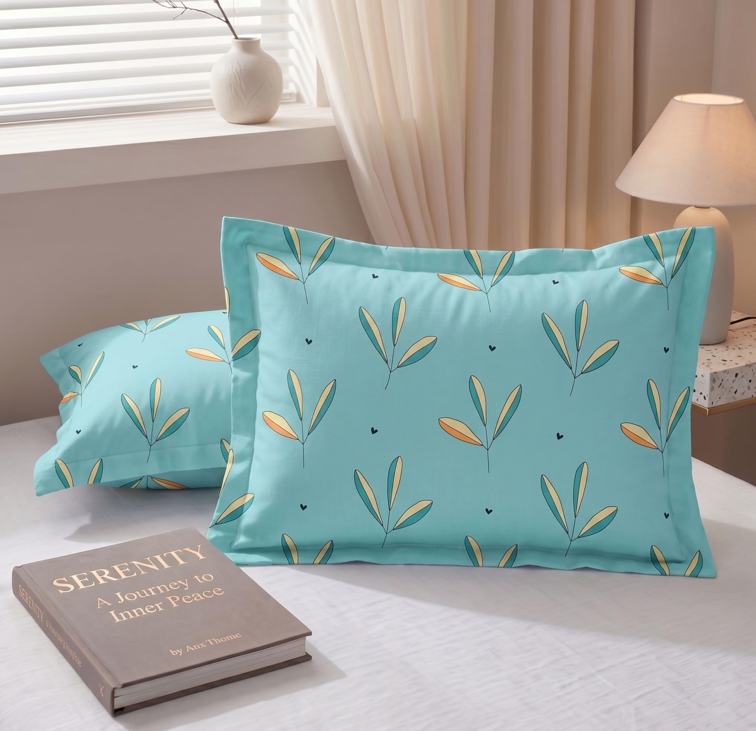 BSB HOME Cotton Pillow Covers Pack of 2, 210 TC Soft Breathable Hypoallergenic Pillow Cases, Fade Resistant Bed Pillow Covers, 17 x 27 Inches (43 x 69 cm) (Minted Aqua)