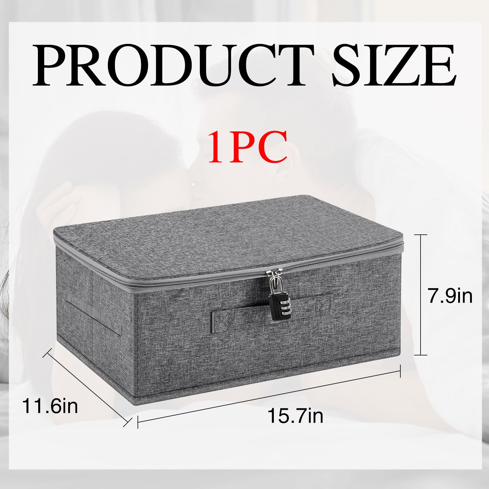 OISDJEUKK Locking Storage Box,Adult Toy Bag Storage Organizer Moisture-proof and Dust-proof Clothes Portable Storage Bag(Comes with a Combination Lock,Gray)