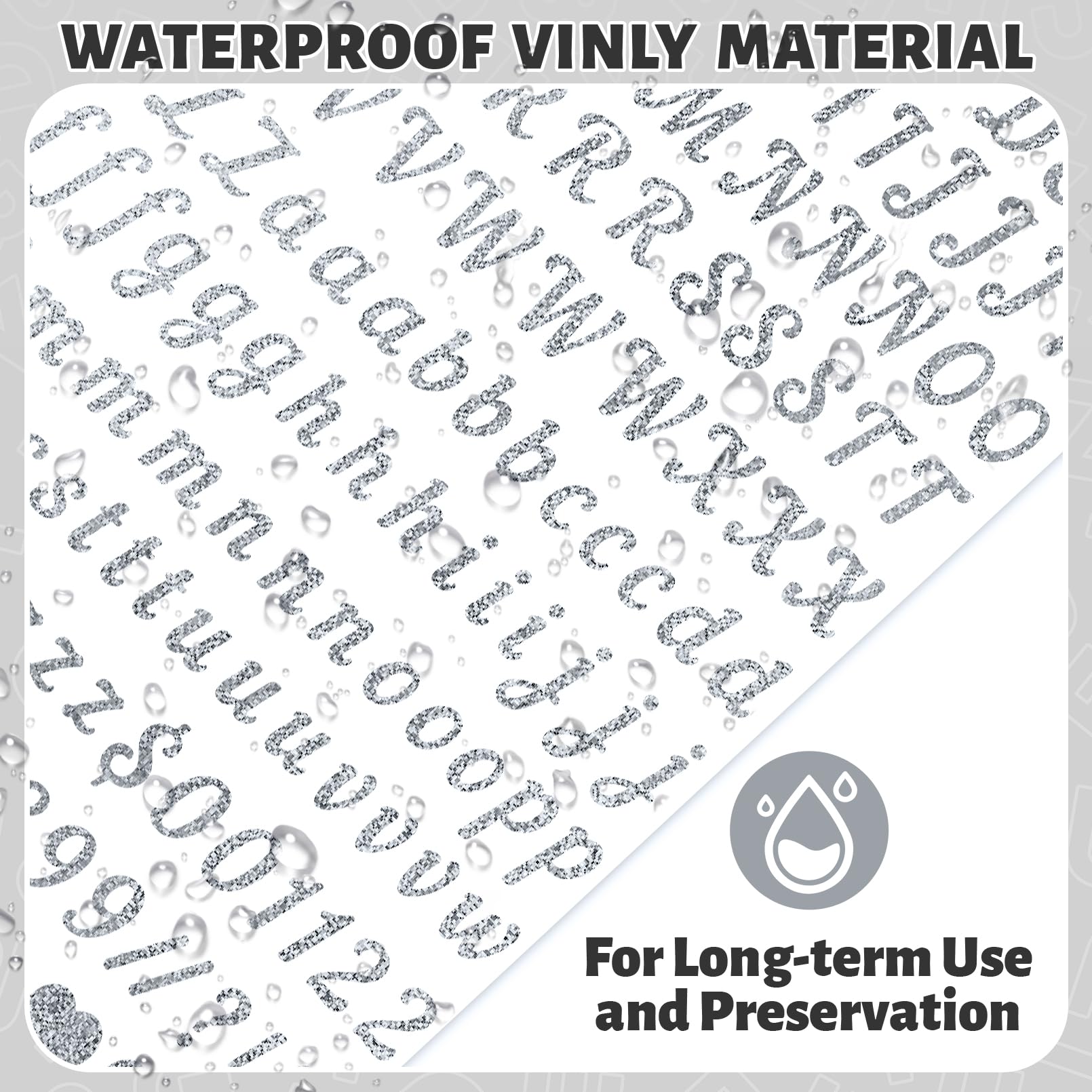 15 Sheets Silver Letter Stickers 1/2 Inch | Waterproof Vinyl Alphabet & Number Stickers For Crafts - View #2