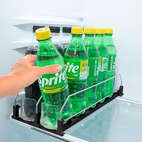 Organizador de bebidas prémium mejorado para refrigerador. Organizador de latas de soda que ahorra espacio para refrigerador con mayor altura de