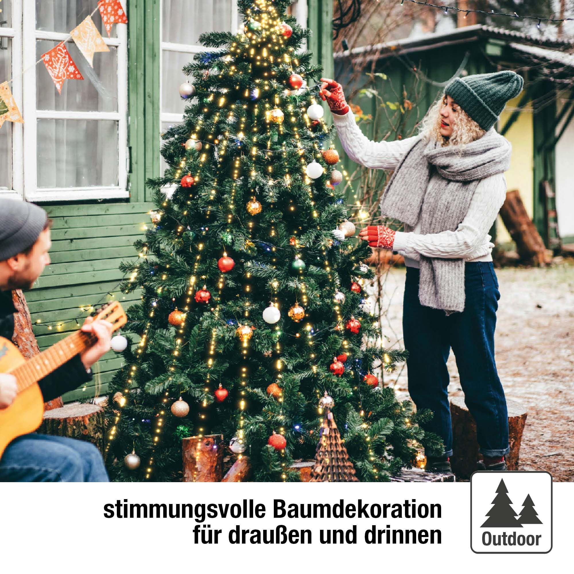 hellum LED Lichterkette Weihnachtsbaum Quick Lights, Weihnachtsbaum Beleuchtung mit Ring und 10 Strängen, 250 LEDs, beleuchtete Länge 2,50m, warmweiß, für außen, Dekorationsbeleuchtung <59 lm 577914