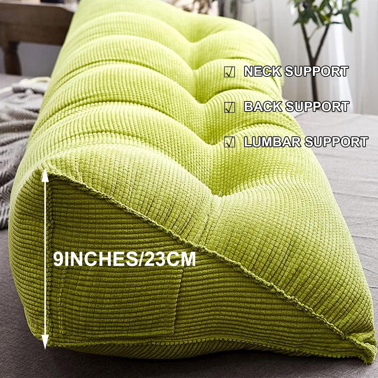 Coussin De Lecture Lit Et Canapé 100x45x12cm Orange - Soutien Lombaire Lavable