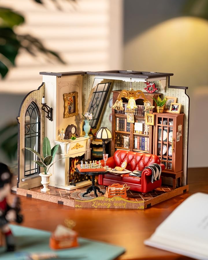 Rolife DIY minyatür ev Catherine's oturma odası ahşap Dollhouse model… - Görsel 5