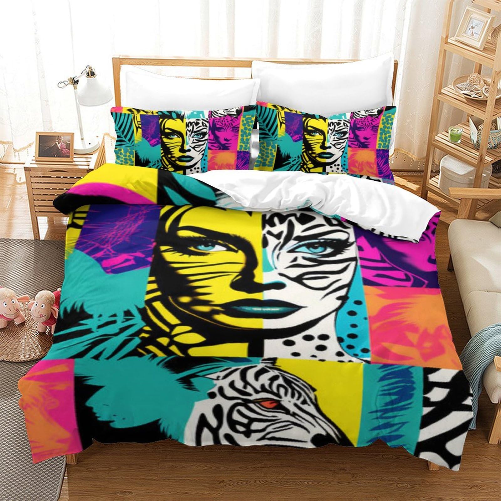 Parure de lit microfibre Pop Art aux finitions soignées et motif 3D haute définition