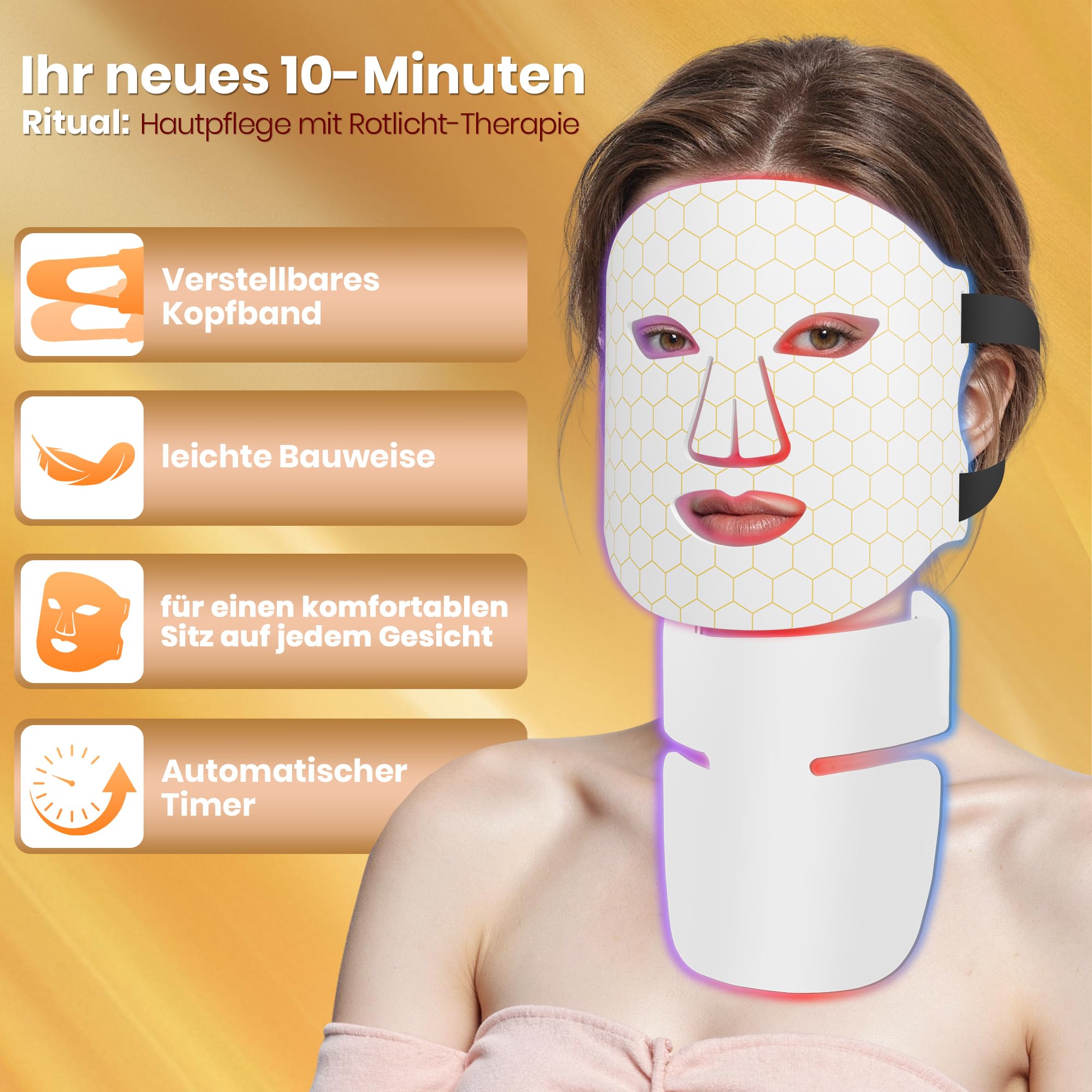 Photonische Kunststoff-Gesichtsmaske Rotlichtlampe LED Maske 4-Farben-mit 264 LEDs, Wiederaufladbare