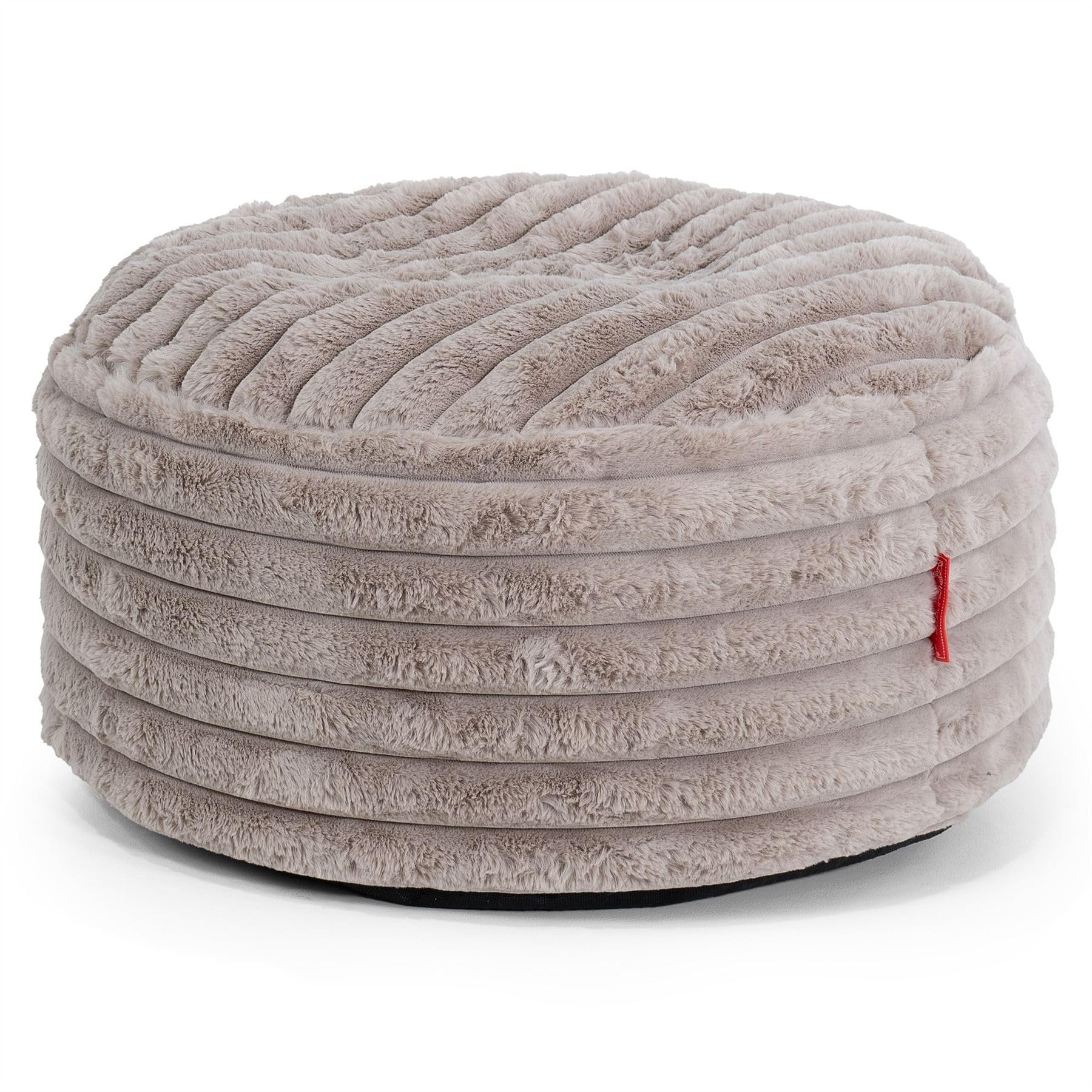 Lounge Pug Round Footstool Bean Bag Pouffe Ribbed Corduory, Large Ottoman Foot Rest, Ultra Plush Cord Minky