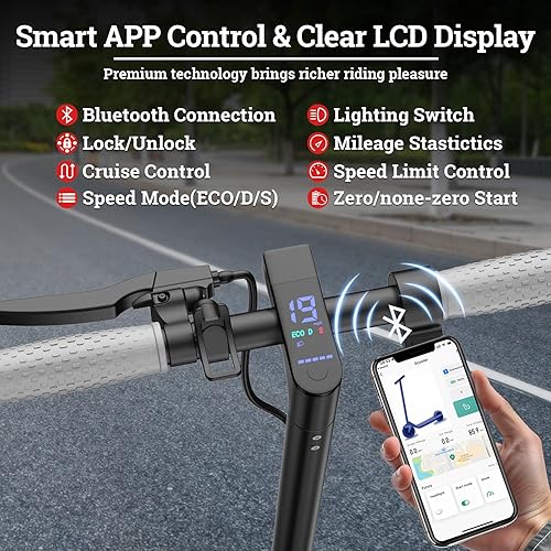 Miniatura 37 de Scooter eléctrico – Neumático sólido de 8.5"/10", potente motor de 350 W/500 W, velocidad máxima de 19 MPH, rangos máximos de 16 a 22 millas, carga
