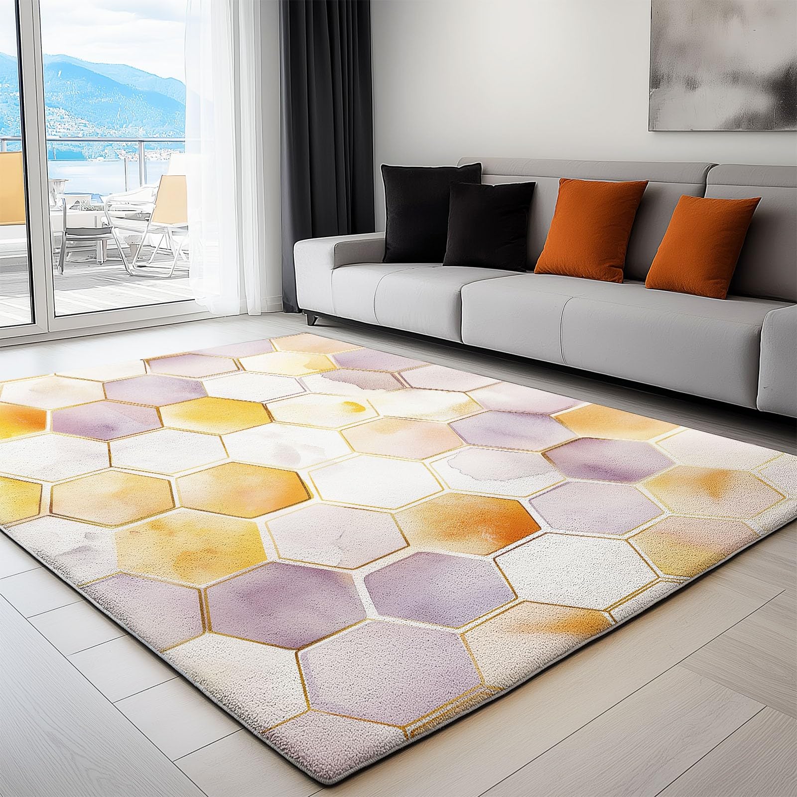 Générique Dywan do salonu Akwarela Plaster miodu Ilustracja 90 x 150 cm Nowoczesny Krótki Włosie Pokój Dziecięcy Dorosły Dywan, Lizowy Miękki Zmywalny Antypoślizgowy Dywan, do przedpokoju, Kuchni