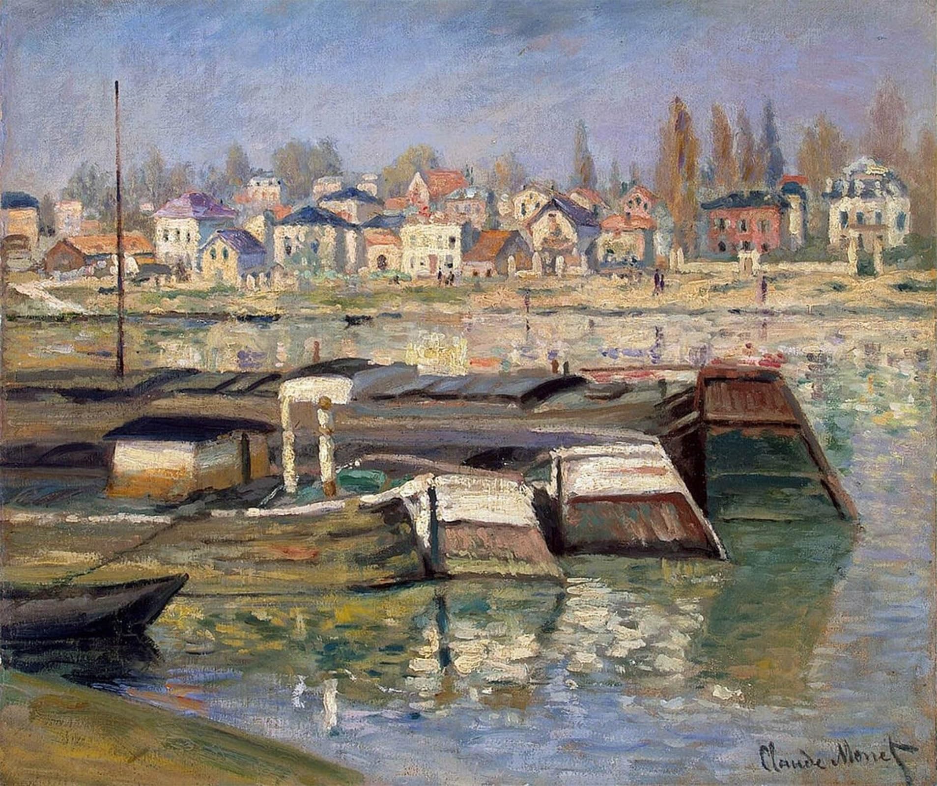 SERENDIPITP Vintage Wall Art Canvas Nordic Poster Canvas Print Picture Seine At Asnières by Claude Monet Wall Art Poster for Home Decor 60x90cm