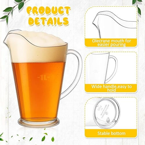 Miniatura 10 de 12 jarras de plástico de 60 onzas para restaurante jarra de agua grande jarra de té con leche bebida para fiestas dispensador de contenedores tarro