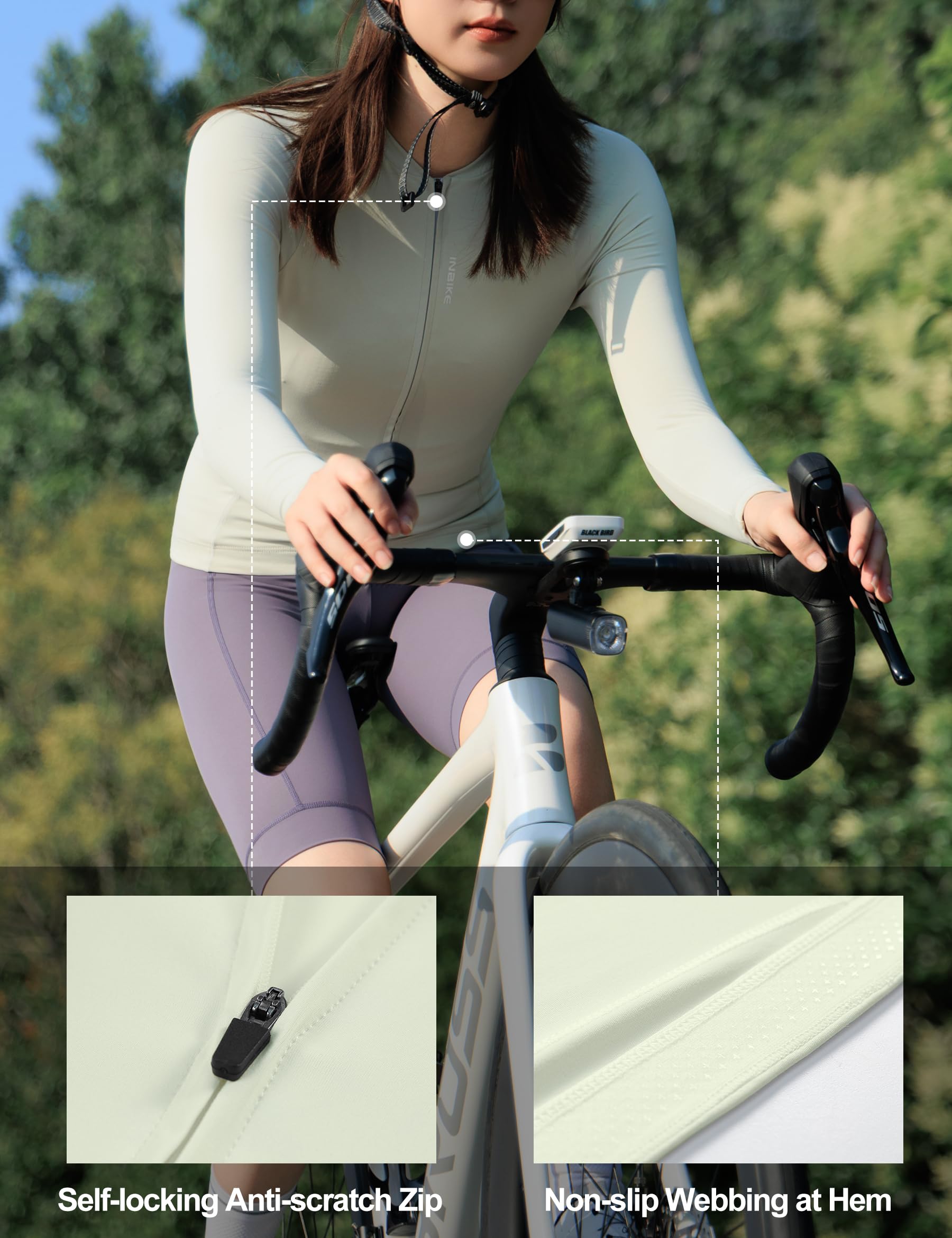 INBIKE Fahrradtrikot Damen Langarm Feuchtigkeit Schnell Trocknend Atmungsaktiv Stretch Reflektierende Fahrradkleidung LY4091