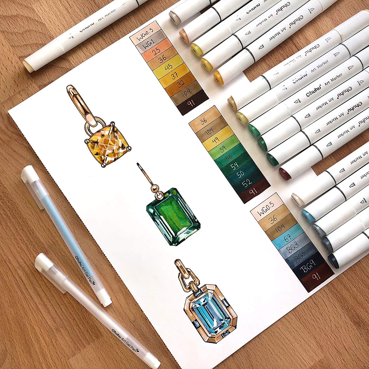 Ohuhu Alcohol Art Markers, Double Tipped AlcoholBased Marker Set for