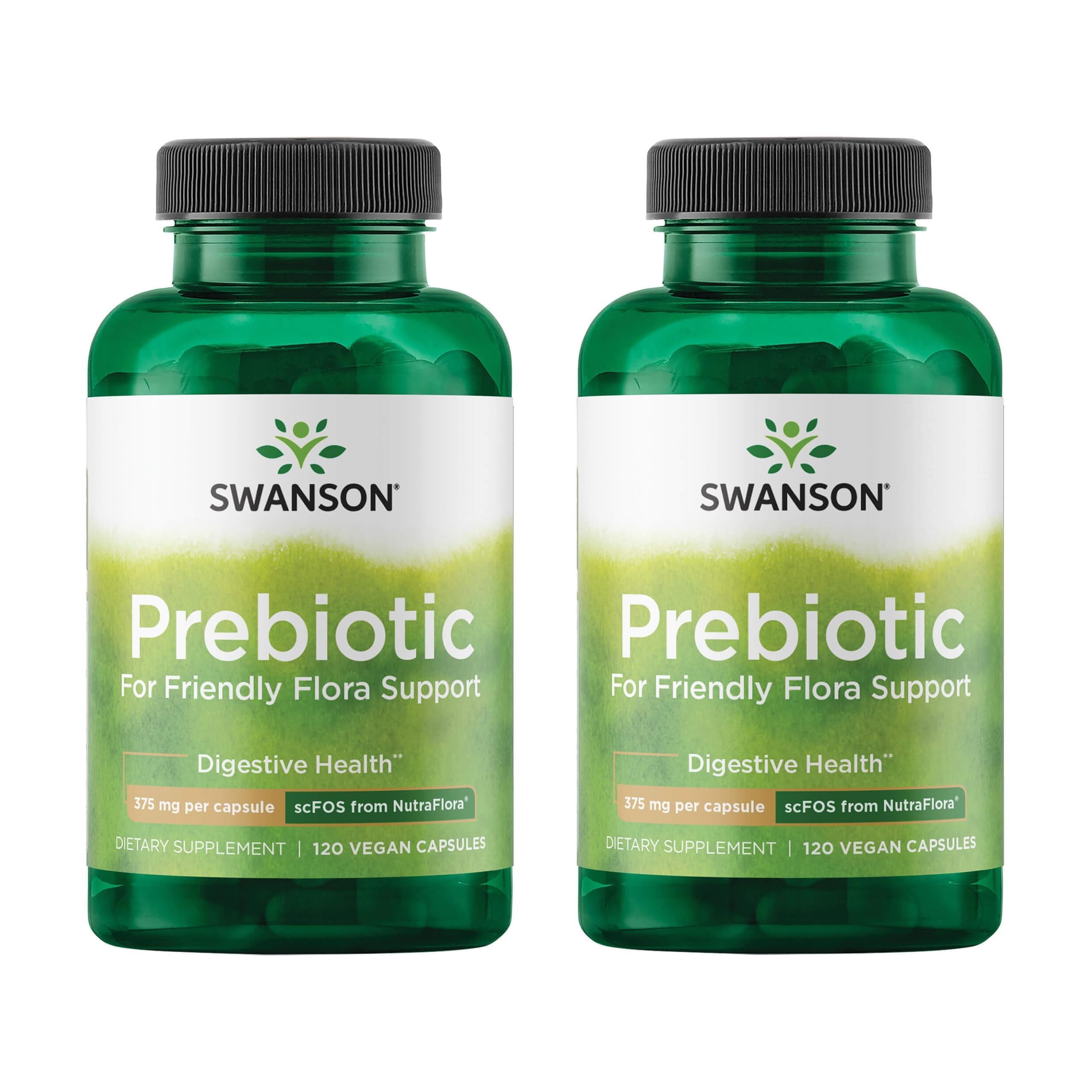 Swanson Prebiotic Fiber Capsules, 750 mg, 120 Vegan Capsules, 2 Pack 120 Count (Pack of 2)