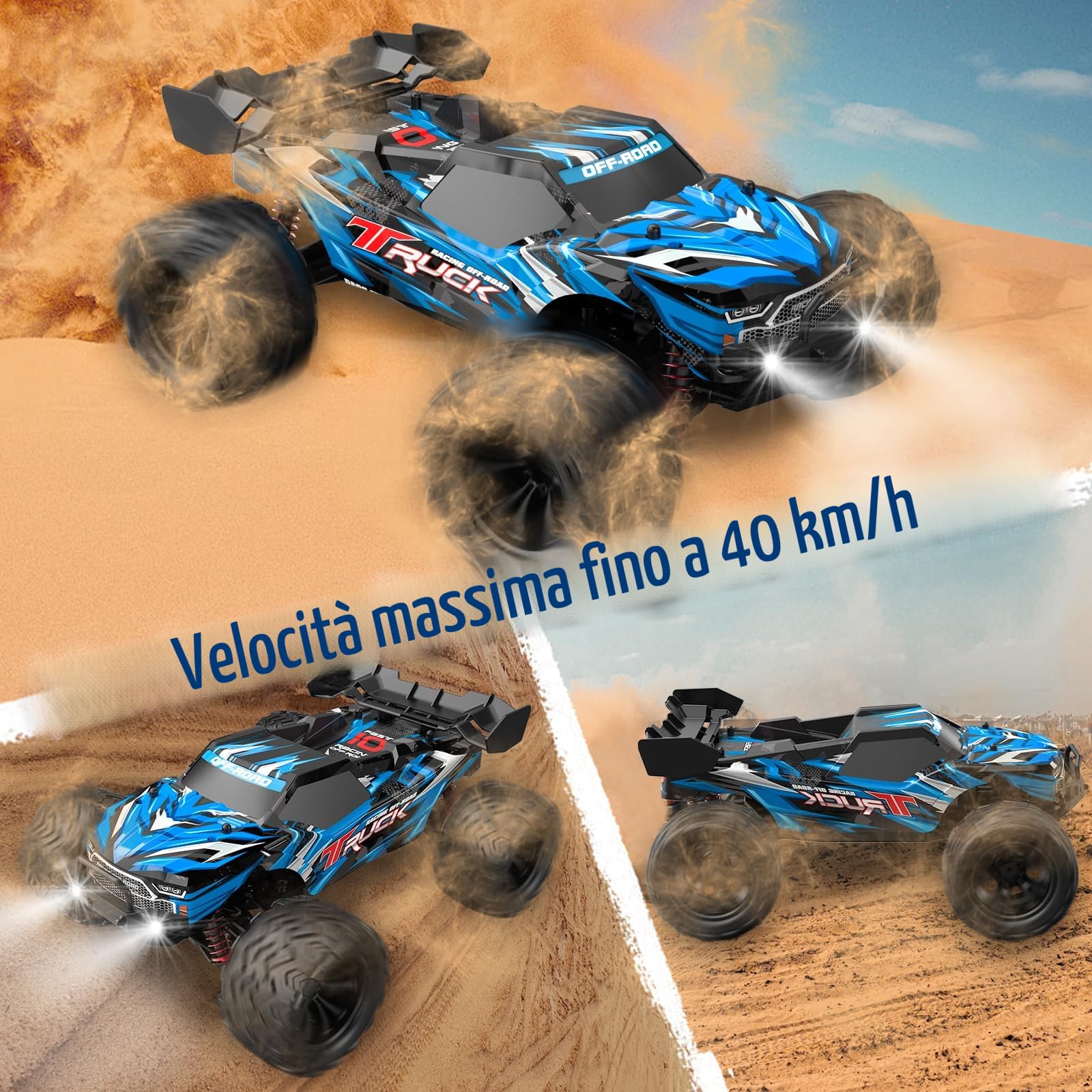 1:16 Auto telecomandata, 40 KM/H Veloce Auto telecomandata Monster Truck per Adulti, 4WD Auto telecomandata Monstertruck RC Cars Auto per Ragazzi dai 8+ 10 Anni