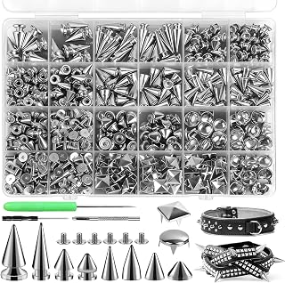 CXIIPOL 600-Piece Punk Spikes & Studs Kit: 10 Sizes Metal Rivets for DIY Jackets, Shoes, Bags & Leather Crafts