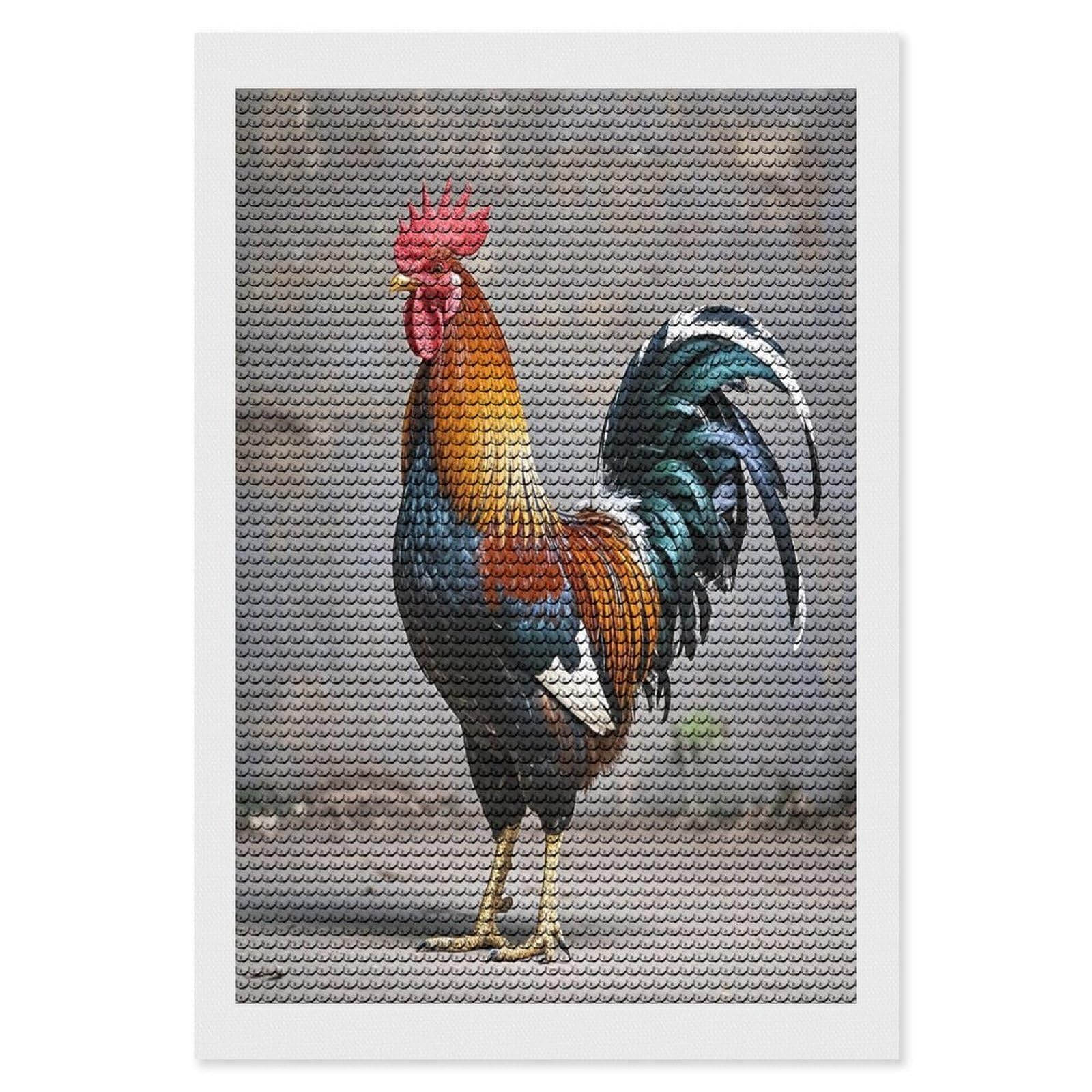 FekiLoot Rooster Diamond Painting Kits for Adults Round Paint with Diamonds Pictures Gem Art Painting Kits Personalized Diamond Art Full Drill for Beginners Home Wall Decor
