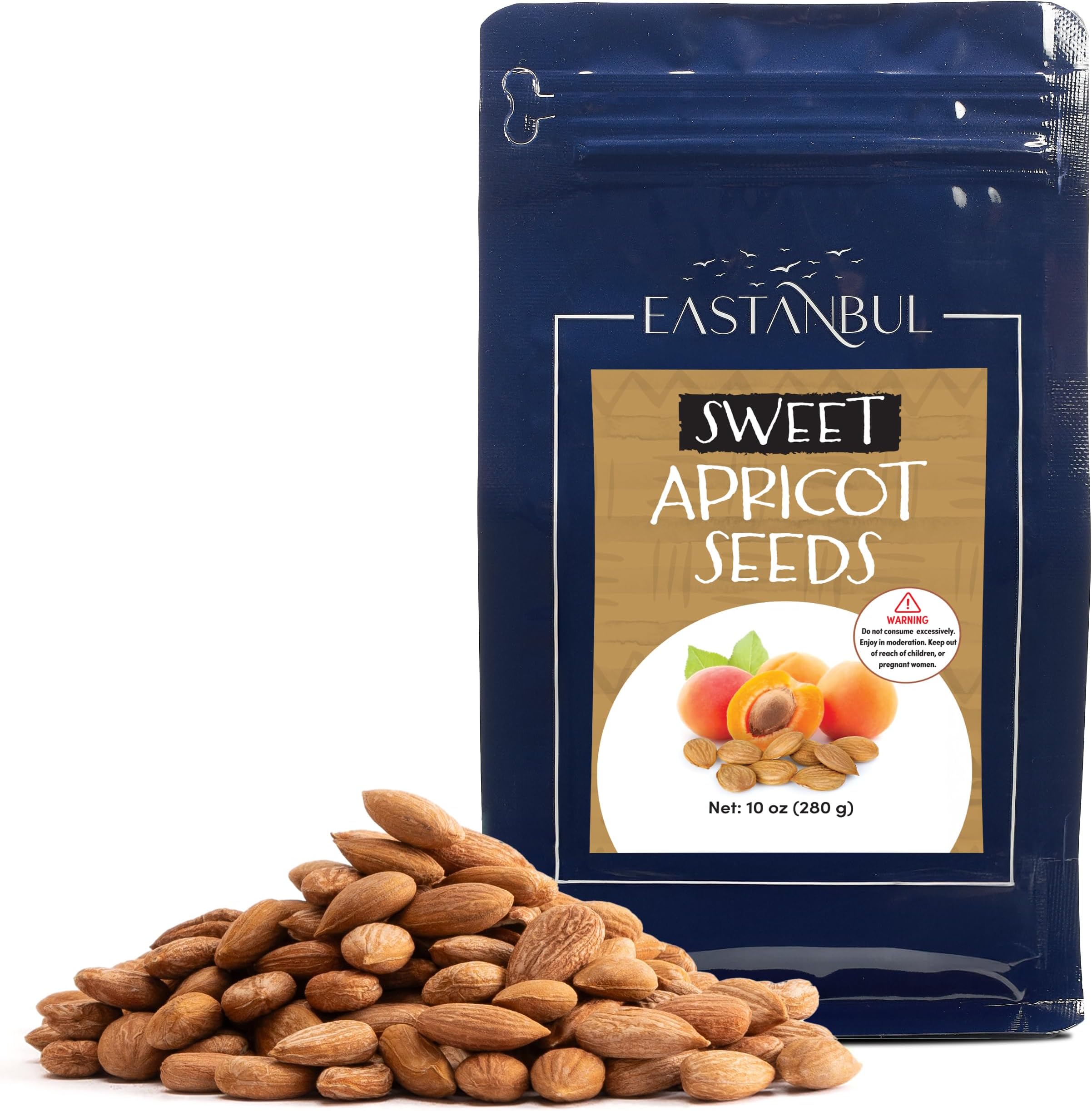 Eastanbul Apricot Seeds, Sweet Apricot Kernels 10oz, Natural Raw Dried Seeds, Semillas Albaricoque, Almondy from Turkey, Vegan, Gluten Free, Non GMO