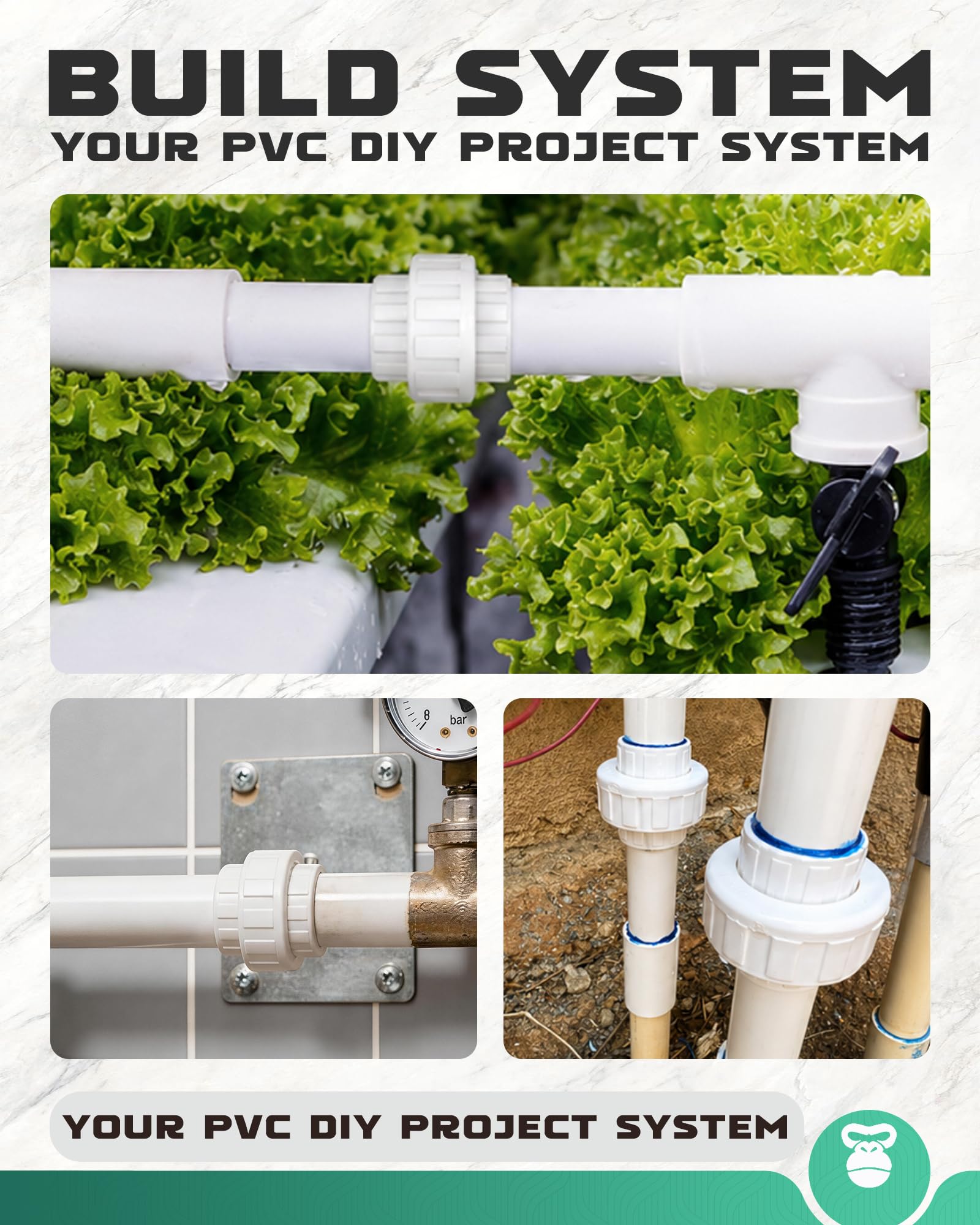 Raccordo per tubi in PVC da 5,1 cm (presa x presa), confezione da 10 raccordi per tubi resistenti per creazioni fai da te in PVC, adattatore di accoppiamento in PVC Schedule 40.