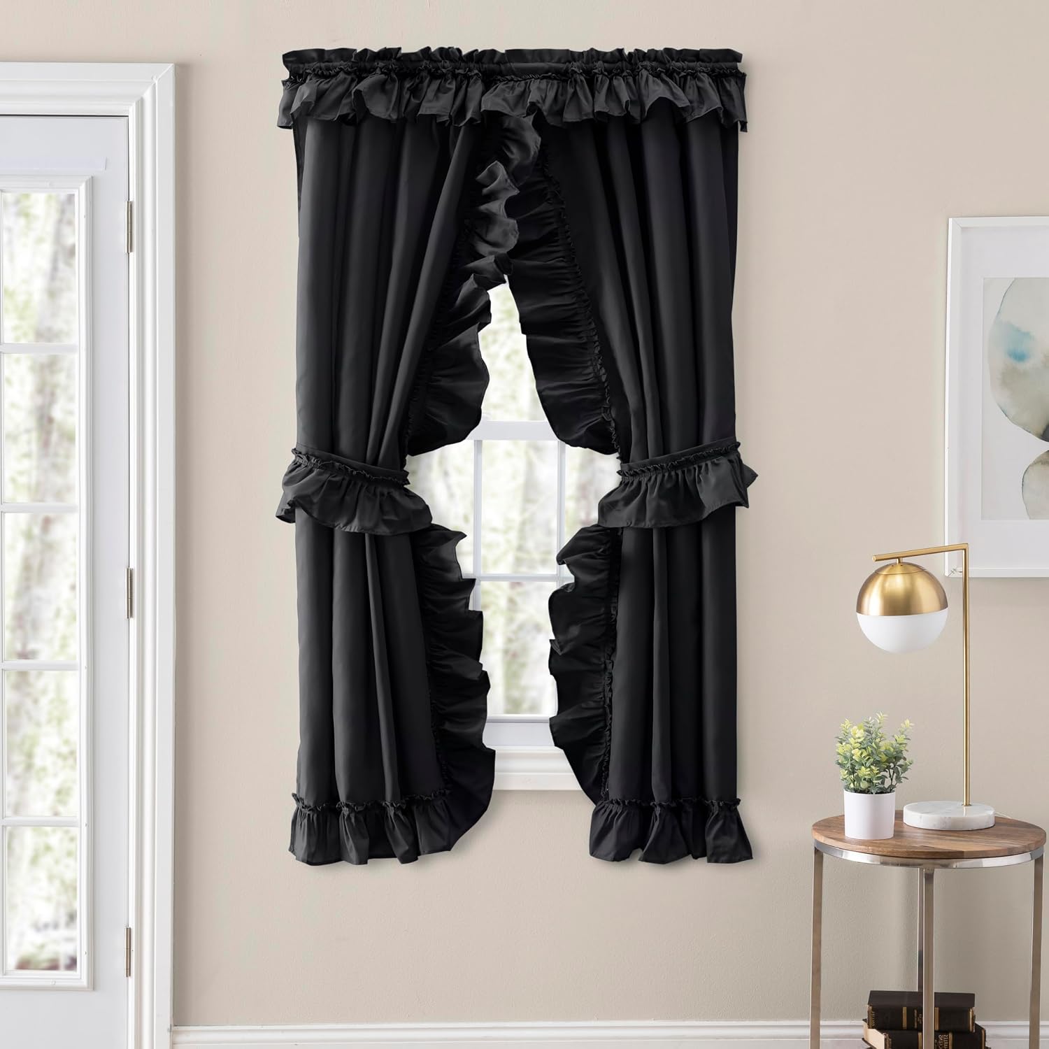 Ellis Curtain Stacey Sheer 56-by-45 Tailored Tier Pair Curtains, Ice Cream