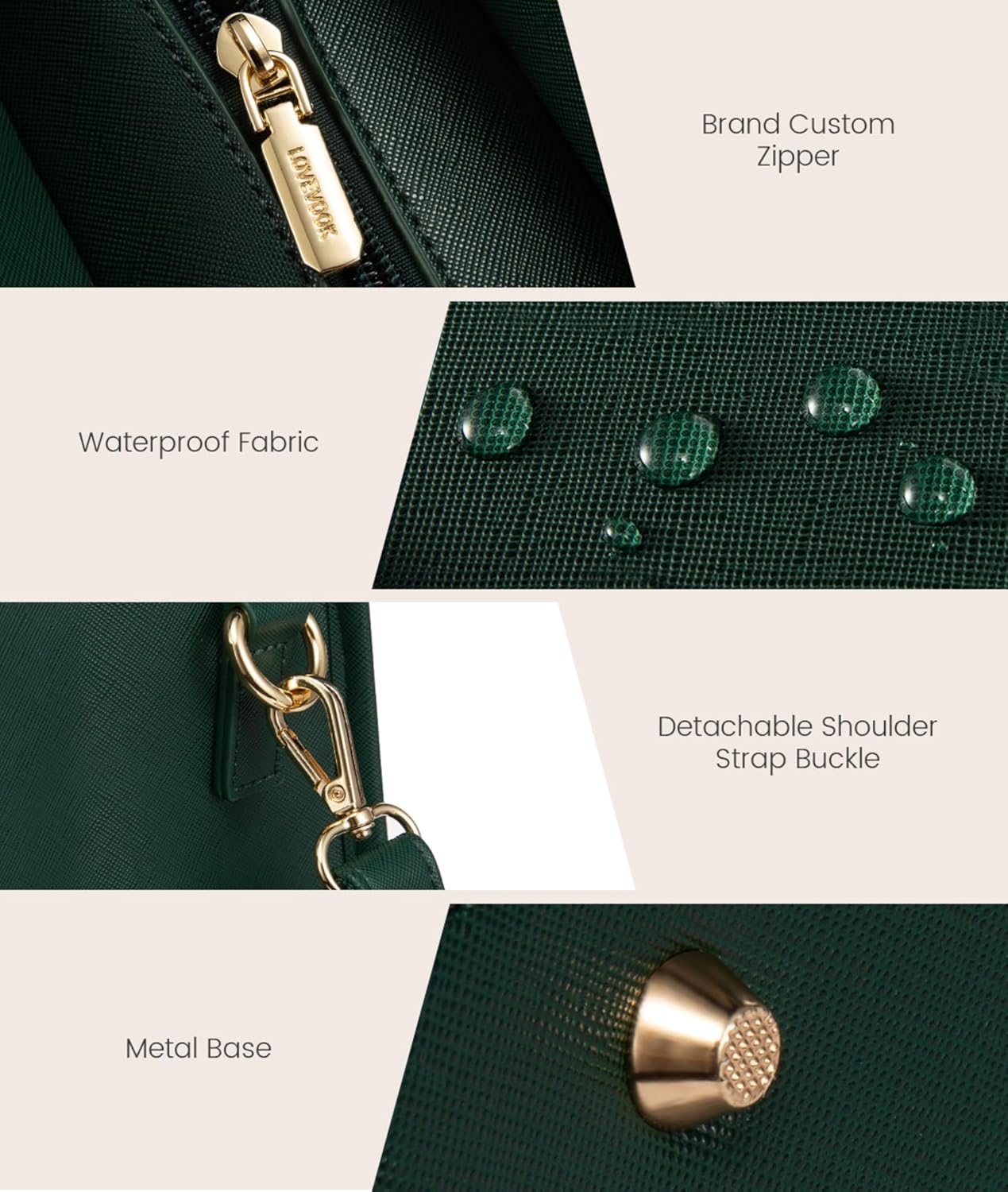 LOVEVOOK Laptop Bag for Women, 15.6 inch Laptop Tote Bag 2-in-1 Professional Work Bag Business Briefcase with Clutch Purse, Waterproof Leather Computer Handbag for Teacher Office Travel