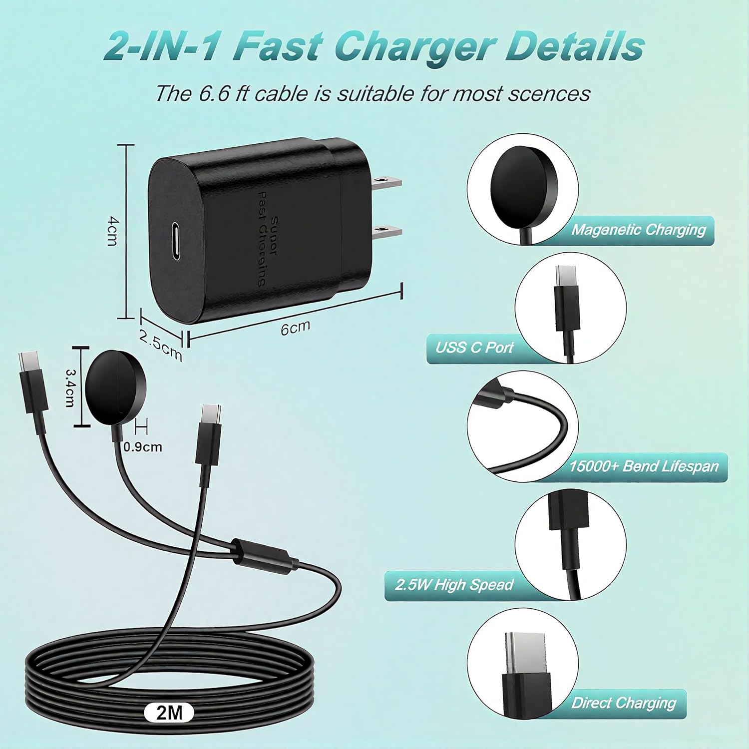 2-in-1 Samsung Galaxy Watch & Phone Charger, 25W USB-C Fast Charging, Compatible with Galaxy Watch 8/7/Ultra/6/5/4/3/Active2/1 & S24/S23/S22/21/20/iPhone 16 - Image 3