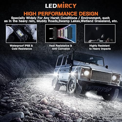 Miniatura 4 de LEDMIRCY R3 - Kit de luces de roca blanca pura con interruptor Roker, arnés de cable, 12 luces LED de roca blancas para Jeep, todoterreno, camiones,
