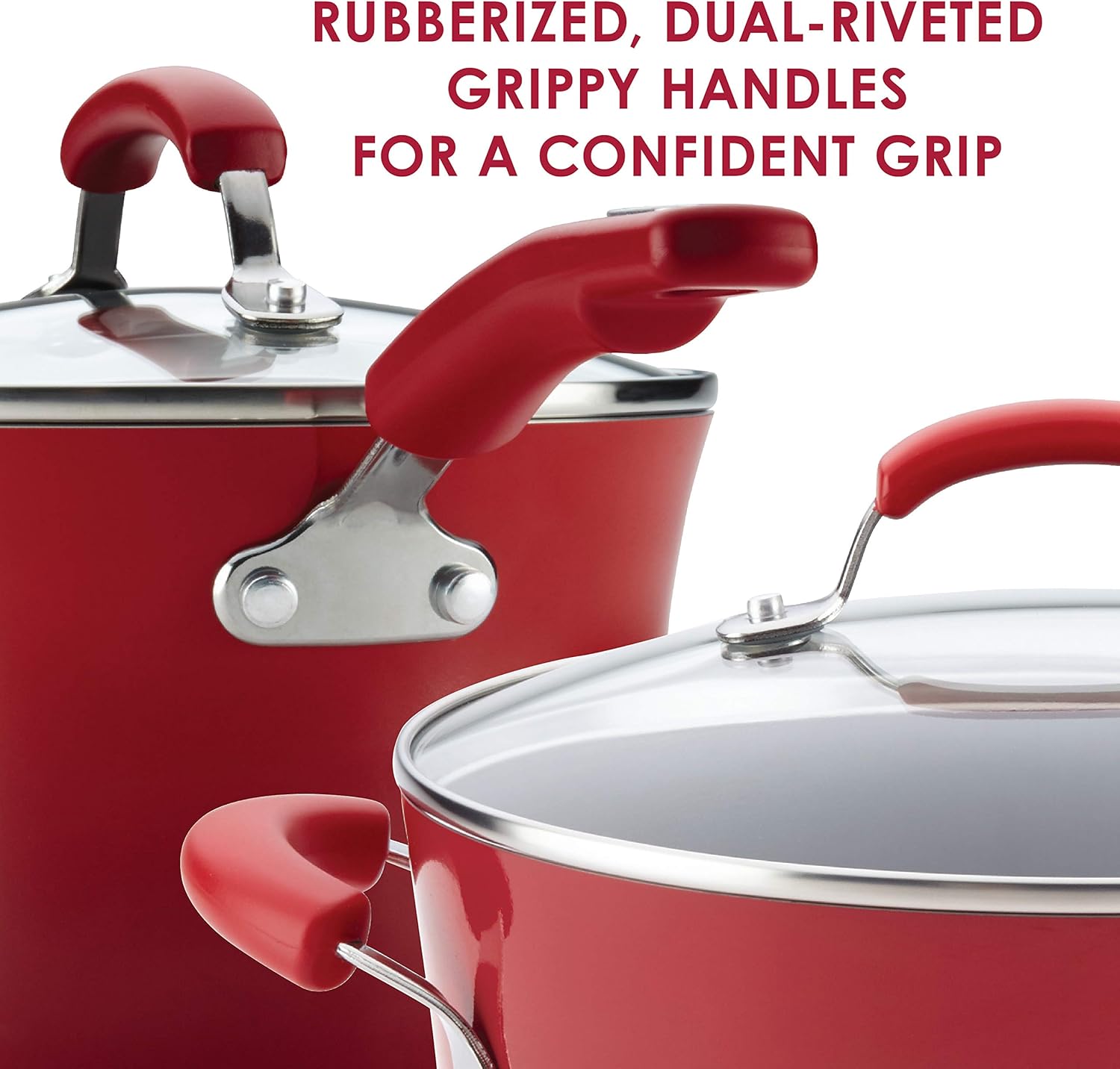 Best Deal Product Rachael Ray Brights Nonstick Cookware Set / Pots and Pans Set - 14 Piece, Red Gradient