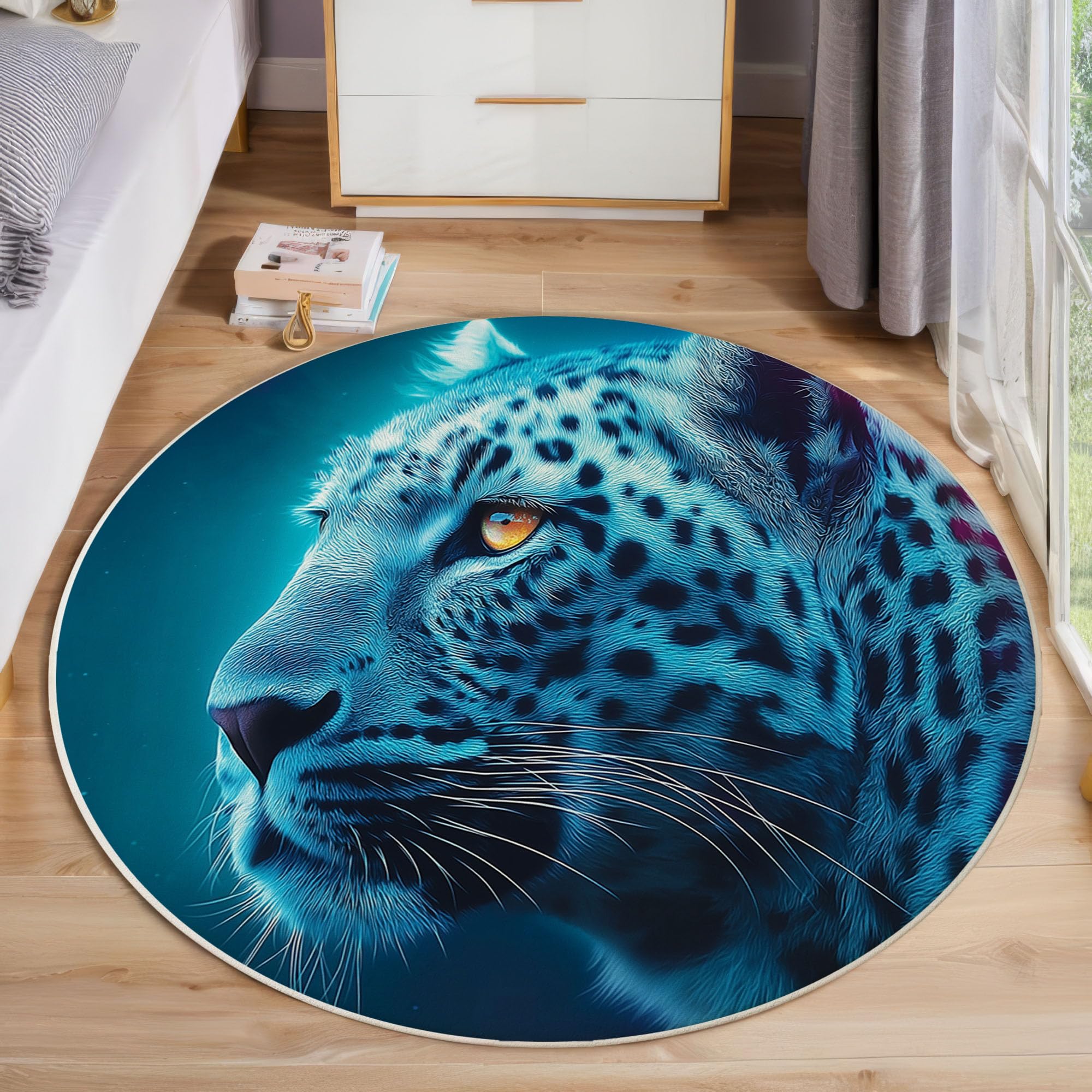 Tapis rond de guépard antidérapant fini les glissades tapis lavable 200cm