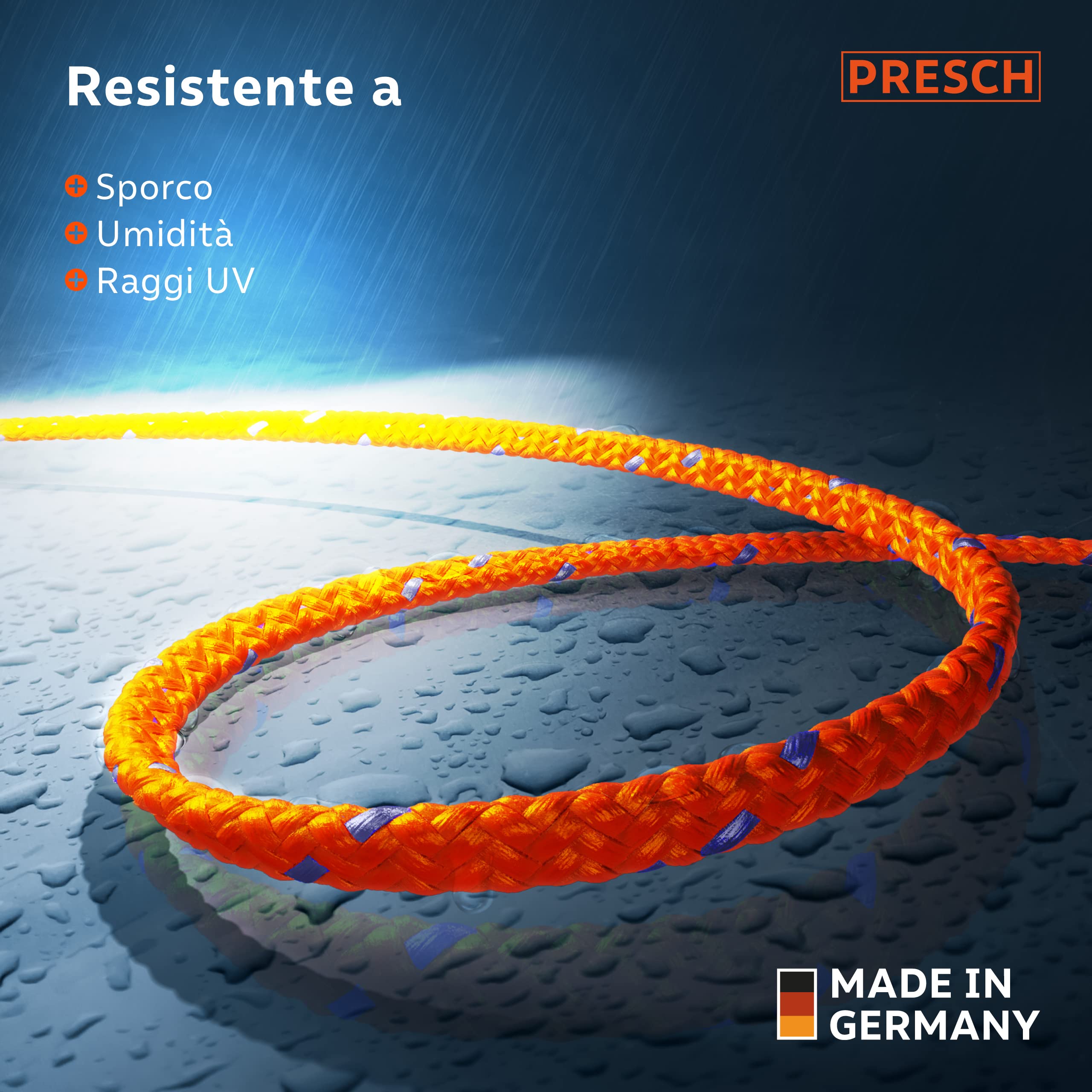 Presch Corda da muratore 100m | ⌀2,0mm | Poliestere | Corda da raddrizzamento resistente allo strappo e alle intemperie con bobina | Corda da costruzione resistente ai nodi