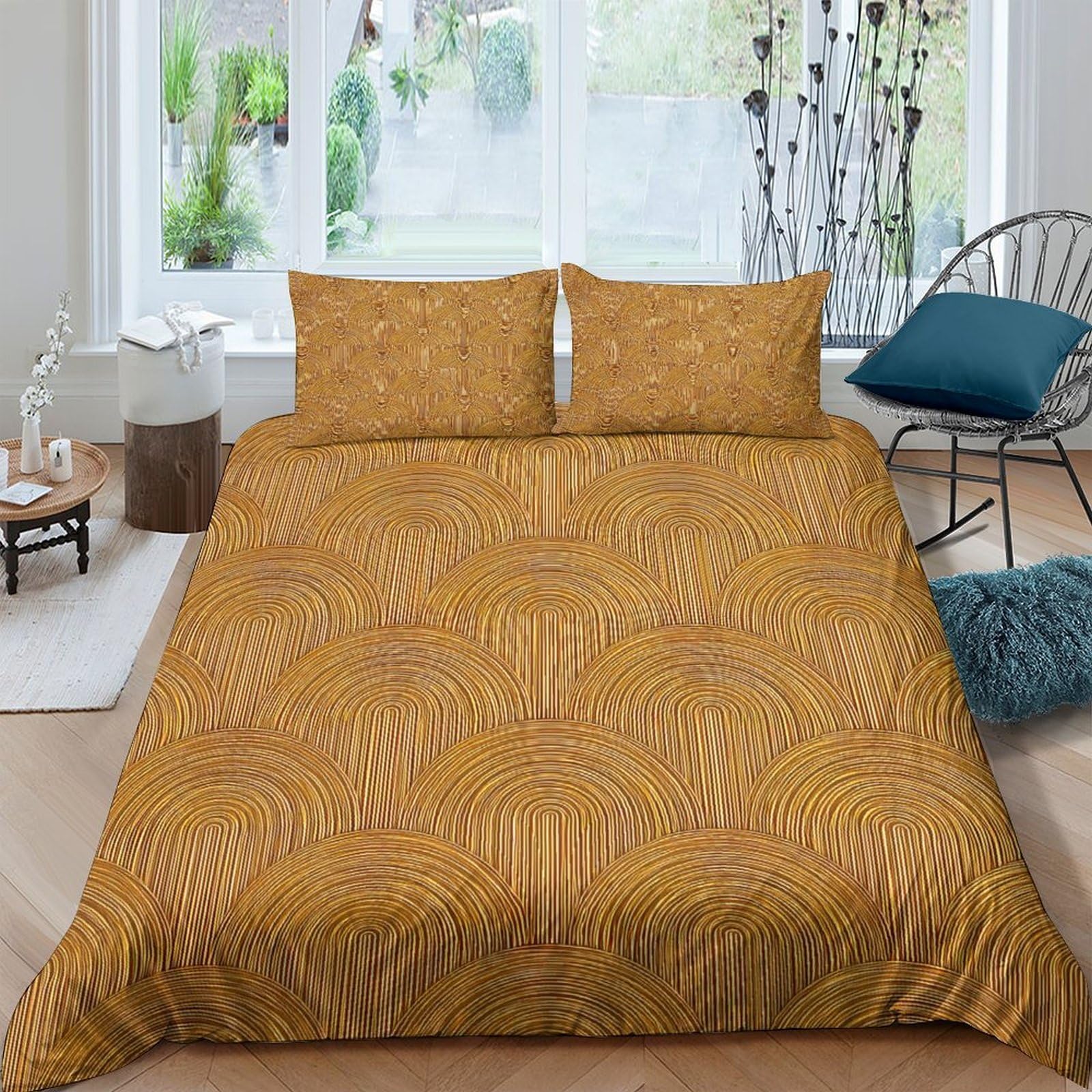 Ctjqhvkz Style-1 3D Printed Geometric Gold Pattern Fitted Sheet Microfiber Soft Anti-Slip Art Deco Mattress Cover For Bedroom Dorm Decor Single（135X200cm）