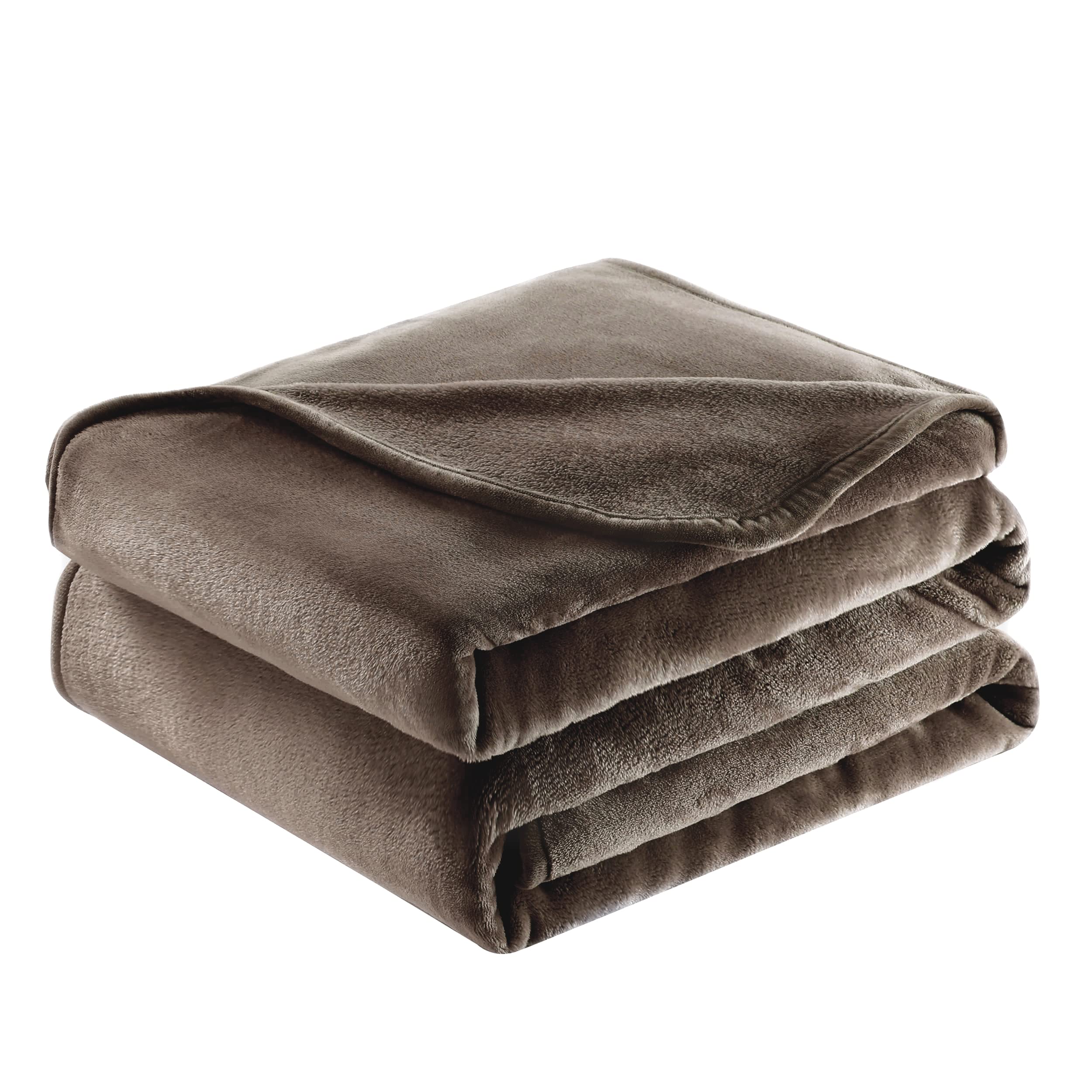 Luxury Microfiber Flannel Blanket, Super Soft, Warm, Cozy, Fluffy, and Breathable, Perfect Throws for Bed, Couch, Sofa, for All Season Use. 350GSM Travel Size 50x60 Inches (Brown)