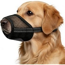 2 Pack Dog Muzzle, Soft Mesh Muzzles for Small Medium Large Dogs, Breathable Pet Muzzle Adjustable Dog Mouth Guard for Biting Chewing Grooming, Allow Drinking Panting, Black XL