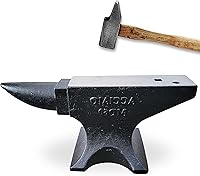Zjjseloru 132lbs Cast Steel Blacksmith Anvil - 55HRC Hardness Single Horn with Holes, Stable Base for Forging & Metal Shaping