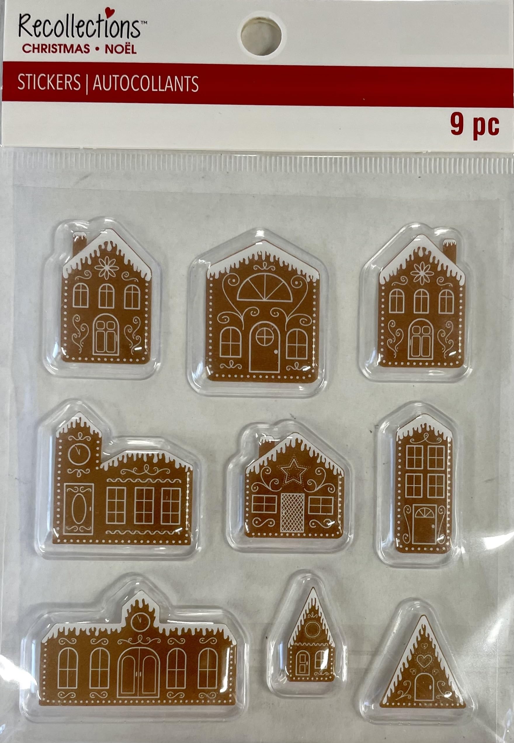 Autocollants de Noël maisons en pain d'épices 3D Generic Recollections x9