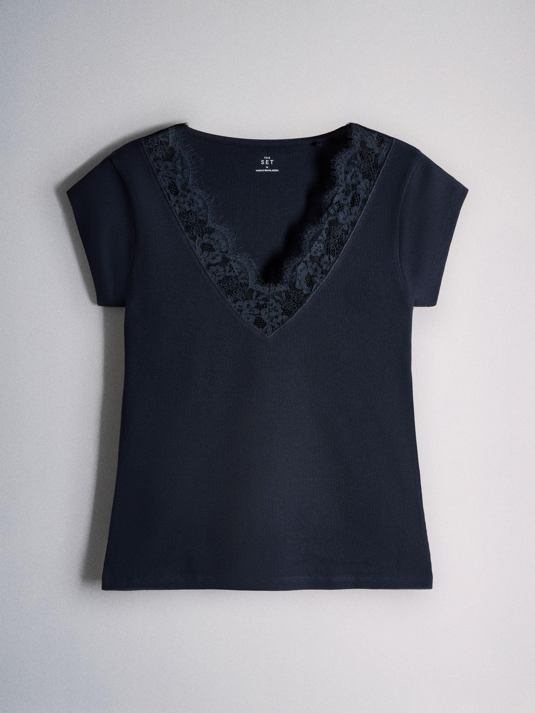 THE SET Donne Confezione da 4 top a coste a maniche corte