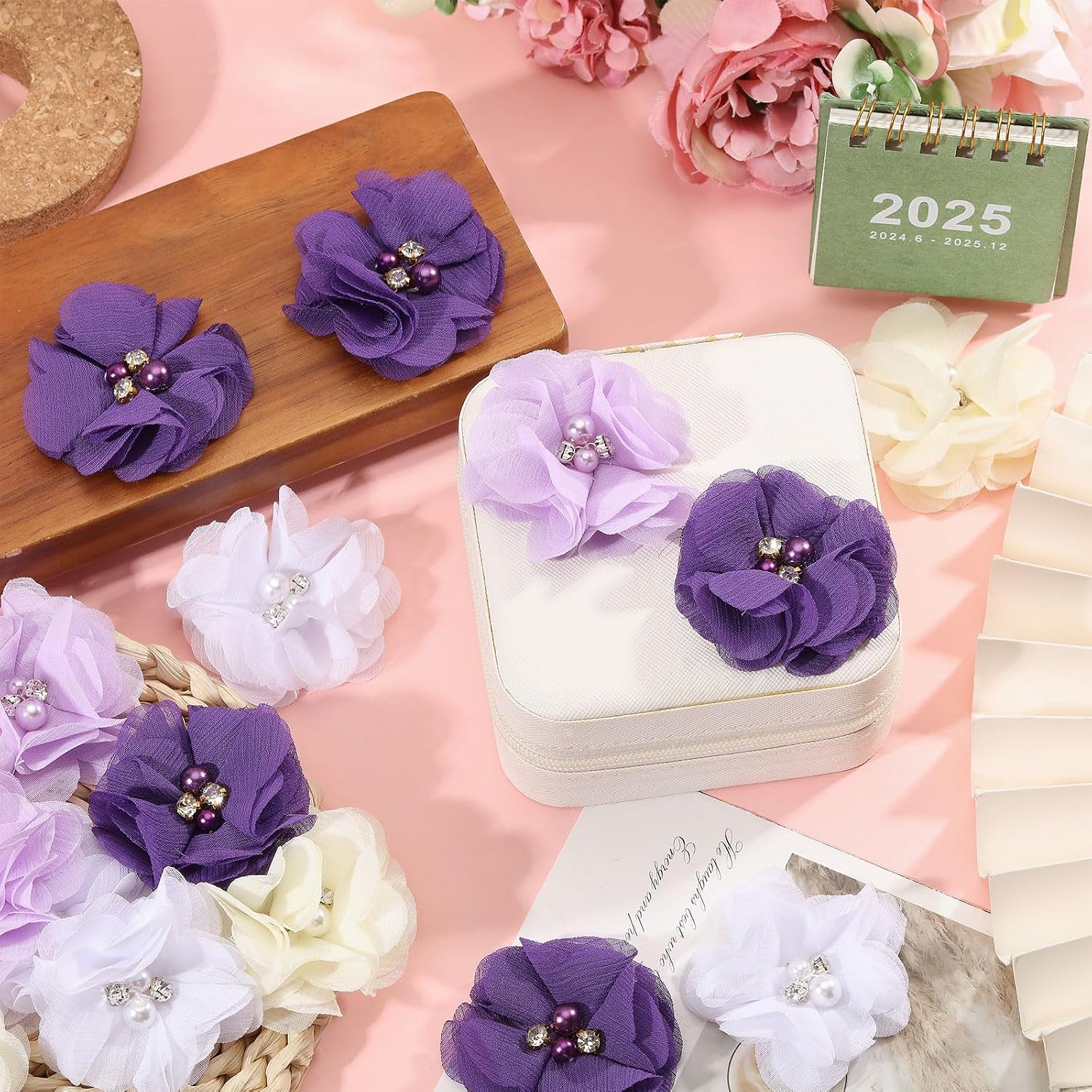 40Pcs Flowers Sewing Fabric Appliques, 2.36in, Purple image 5