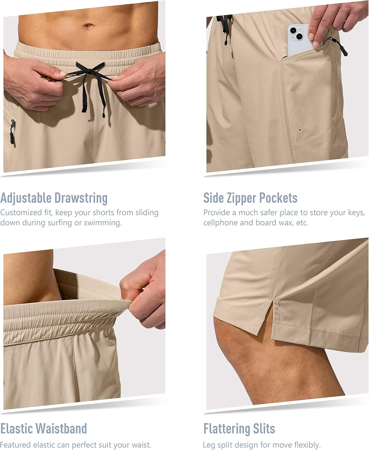 Men's Swim Trunks Quick Dry Board Shorts with Zipper Pockets Beach Shorts Bathing Suits for Men - No Mesh Liner - Image 6