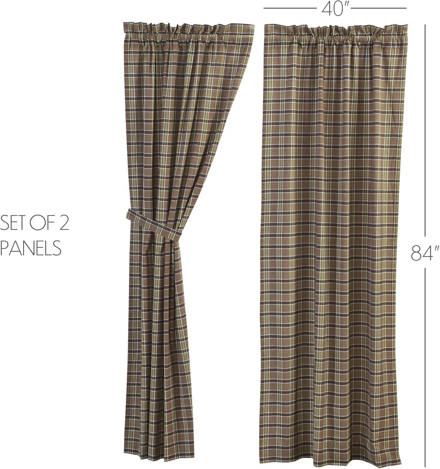 VHC Brands Rustic & Lodge Window Wyatt Curtain Panel Pair, Khaki Tan