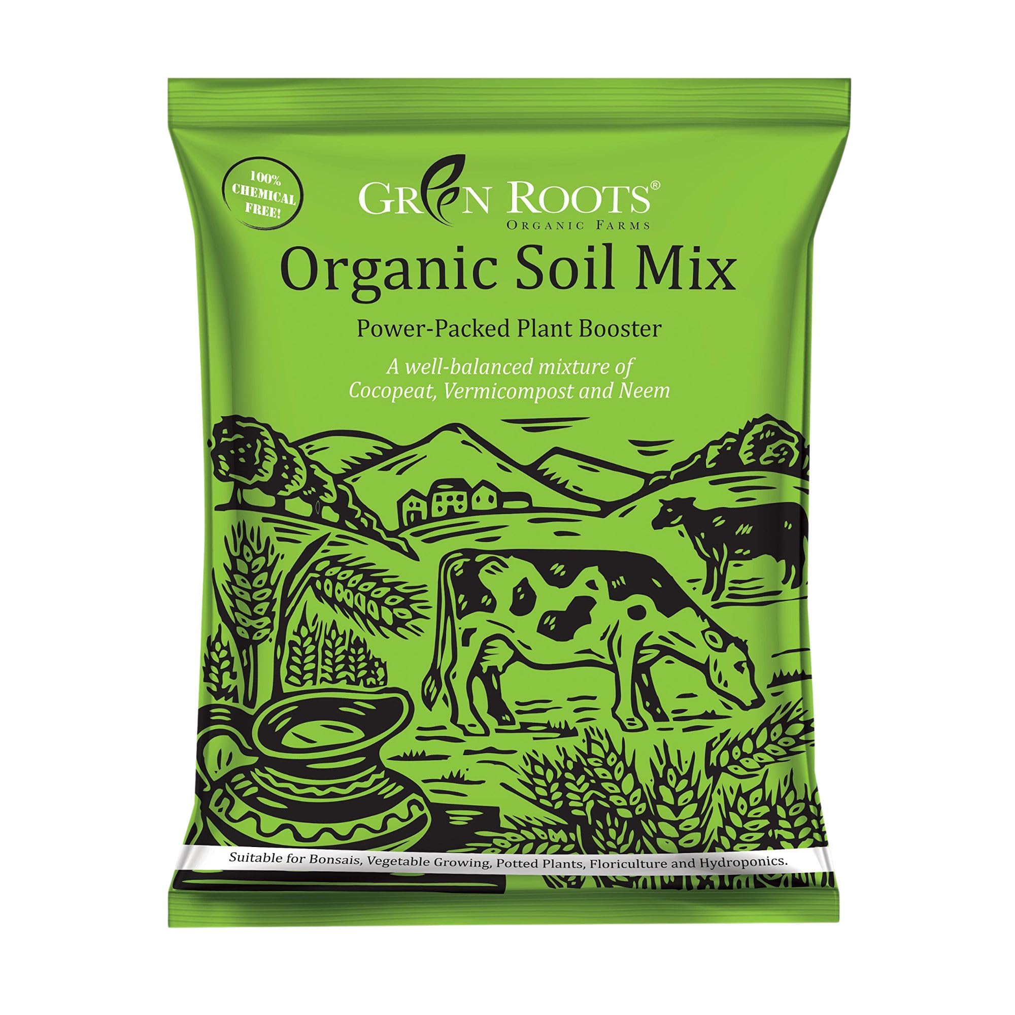 Green Roots Organic Potting Soil Mix with Cocopeat, Vermicompost